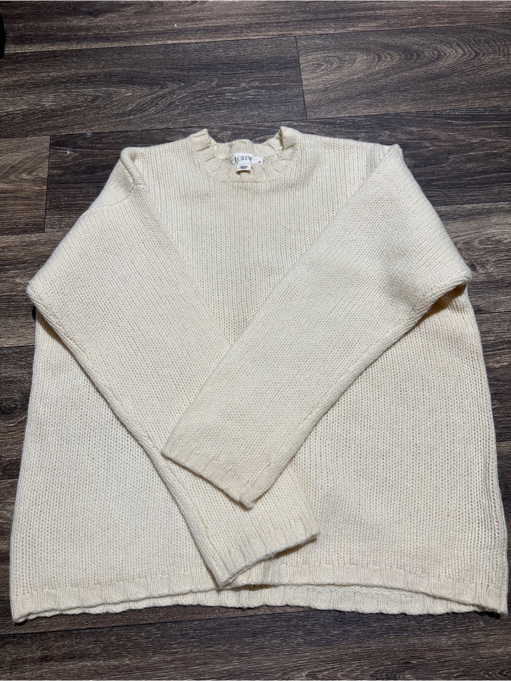 J. Crew Men's Cream Crewneck Wool Sweater